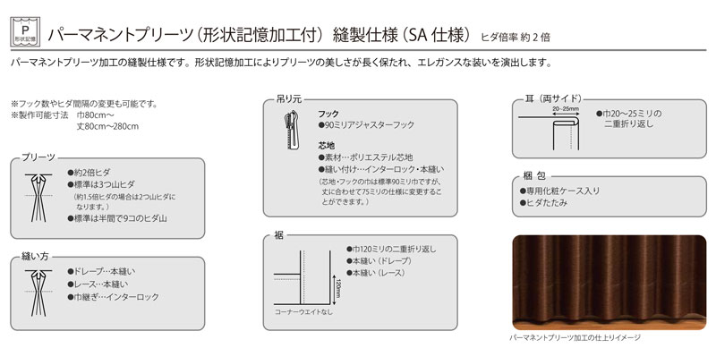 サンゲツ　オーダーカーテン　縫製仕様