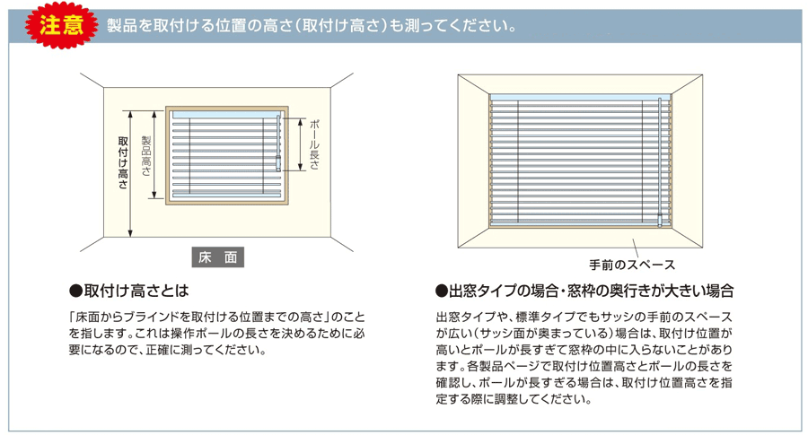 カーテン道の駅201　プリーツスクリーン採寸方法　～取付高さ～