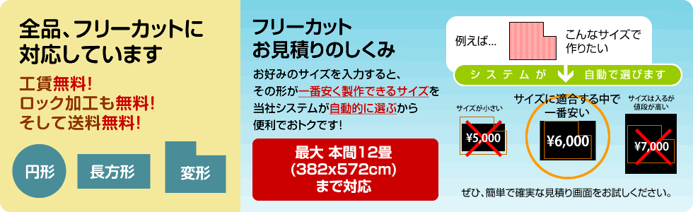 フリーカット対応！工賃無料！ロック加工も無料！送料も無料！