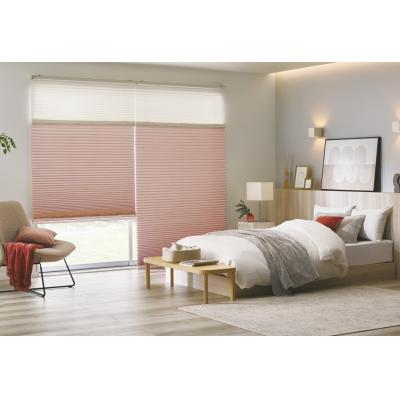 ホームタコス フィーユ ペア　上生地：PS-5407 ノータ遮熱（アイボリー）　下生地：PS-5318 ビブレ遮光（サーモンピンク）　部品色：ライトグレー