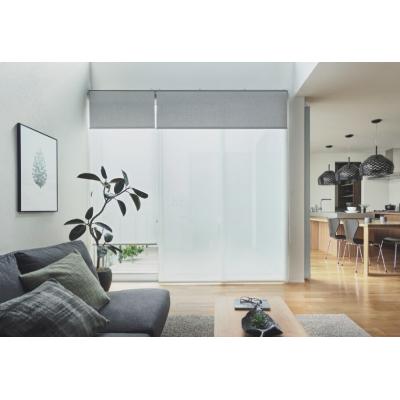 ラルク ダブル　手前生地：RS-1264 ジョルノ（ライトグレー）　奥生地：RS-1615 シフォン（ホワイト）　部品色：マットホワイト